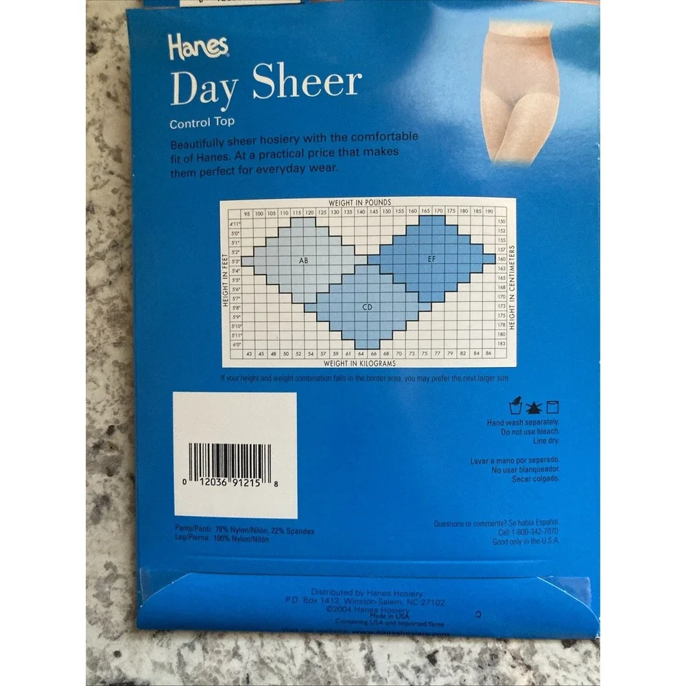 Hanes Day Sheer Control Top Pantyhose Lot Of 2 Little Color & Black Size CD